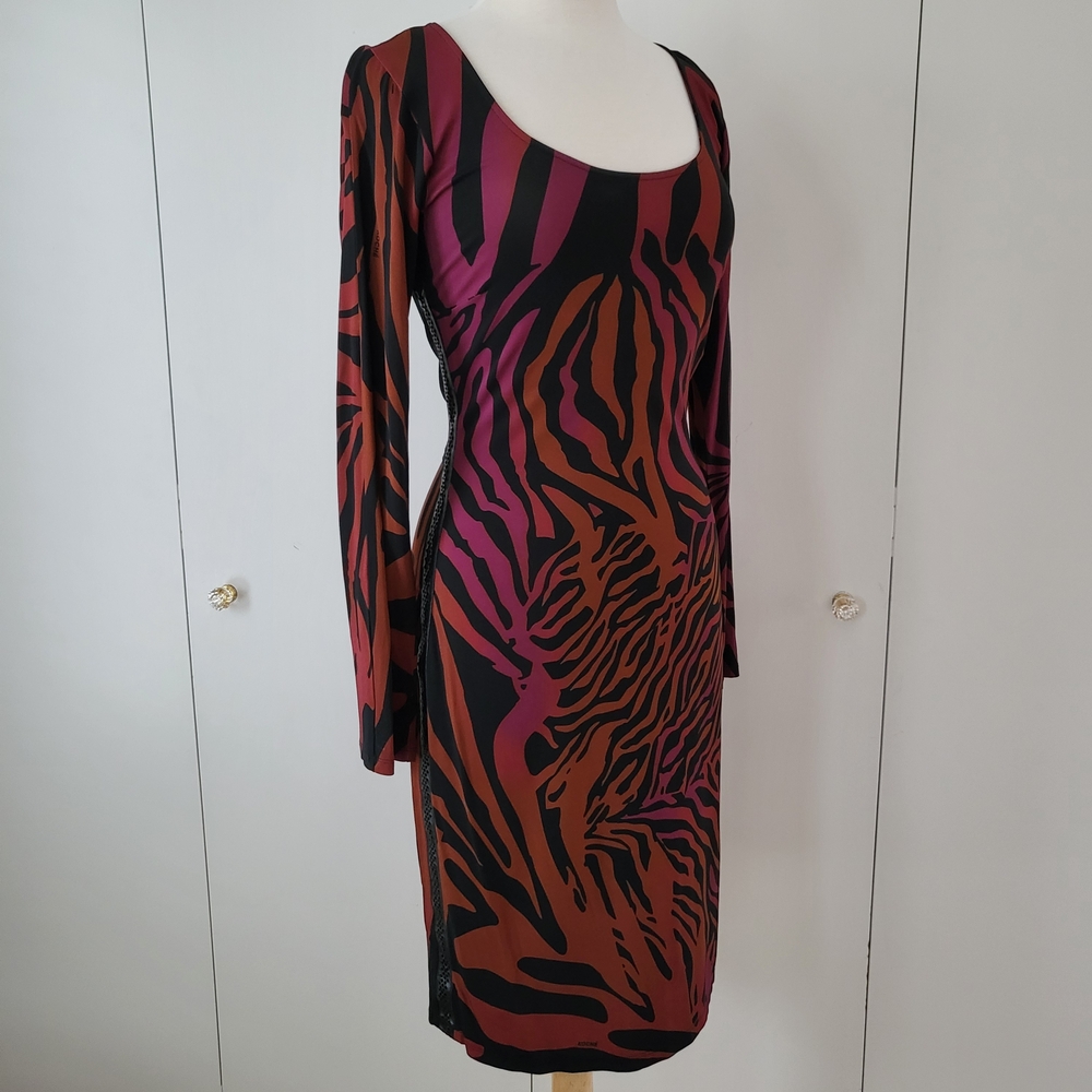 Koché Zebra Stripes Dress Red Black Size M